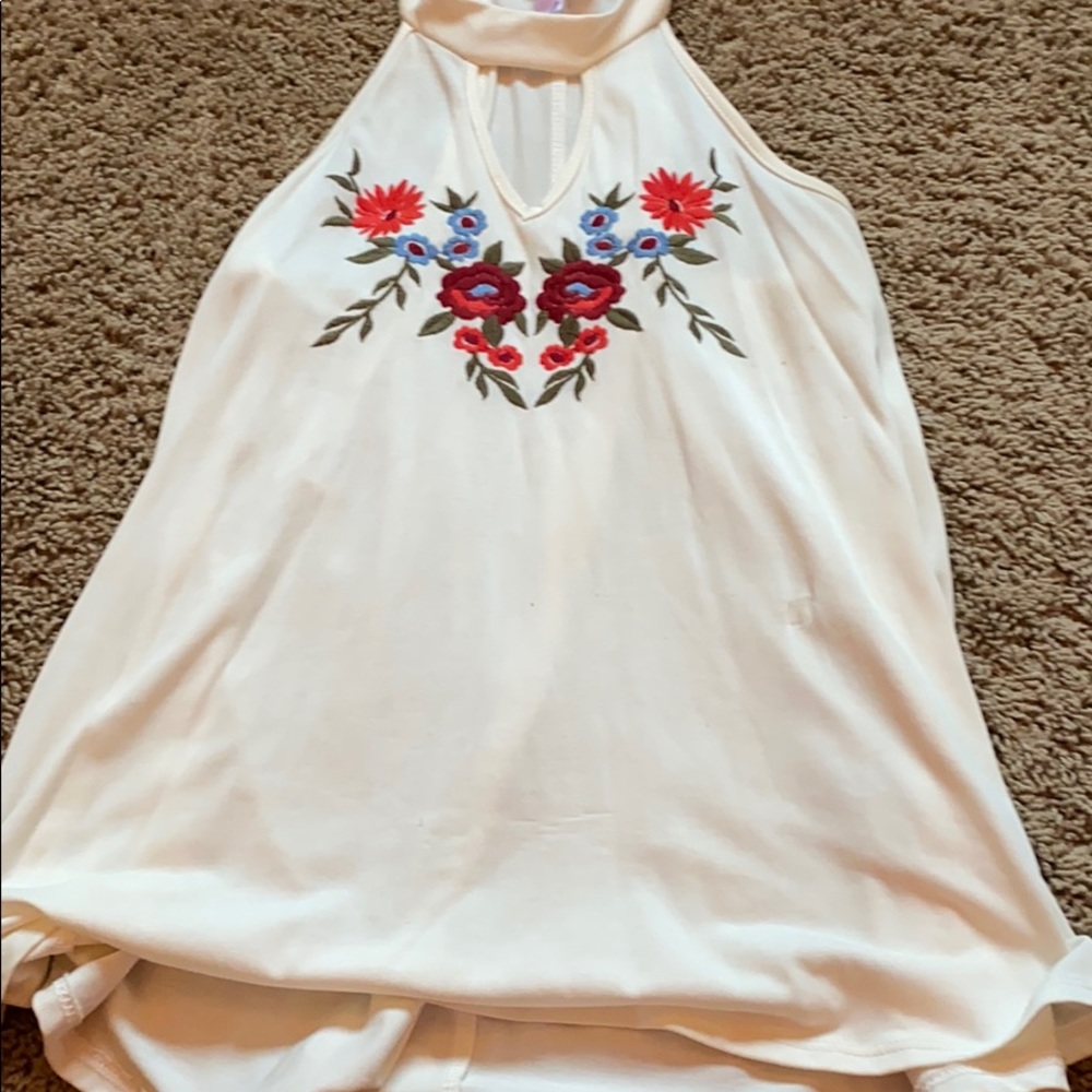 flower embroidered tank top